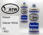 Preview: Nissan, Glacier White, ZC / KK2: 400ml Sprühdose + 400ml Klarlack - Set, von ATW Autoteile West.